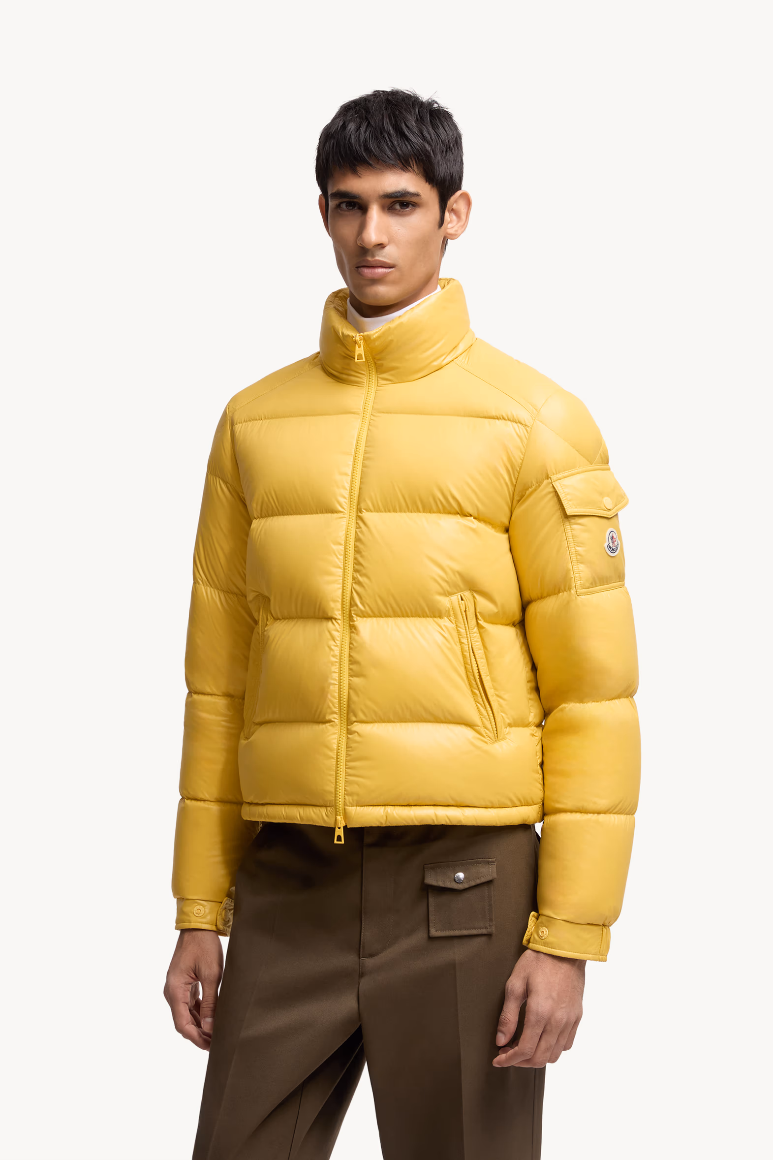 Levitha Hooded Short Down Jacket Men Yellow Moncler 3